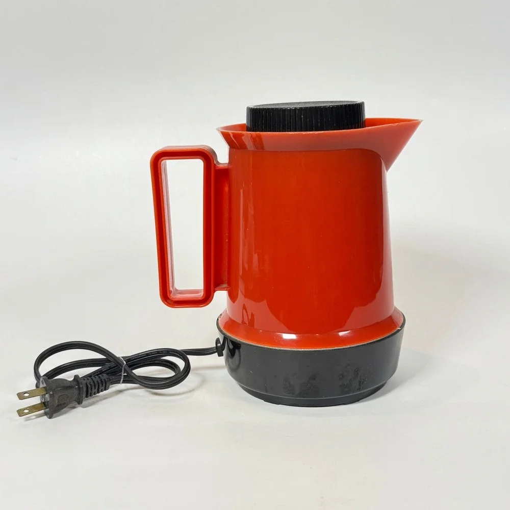 Vintage West Bend 5 Cup Electric Hot Pot Retro Red Black Model 53505 Works